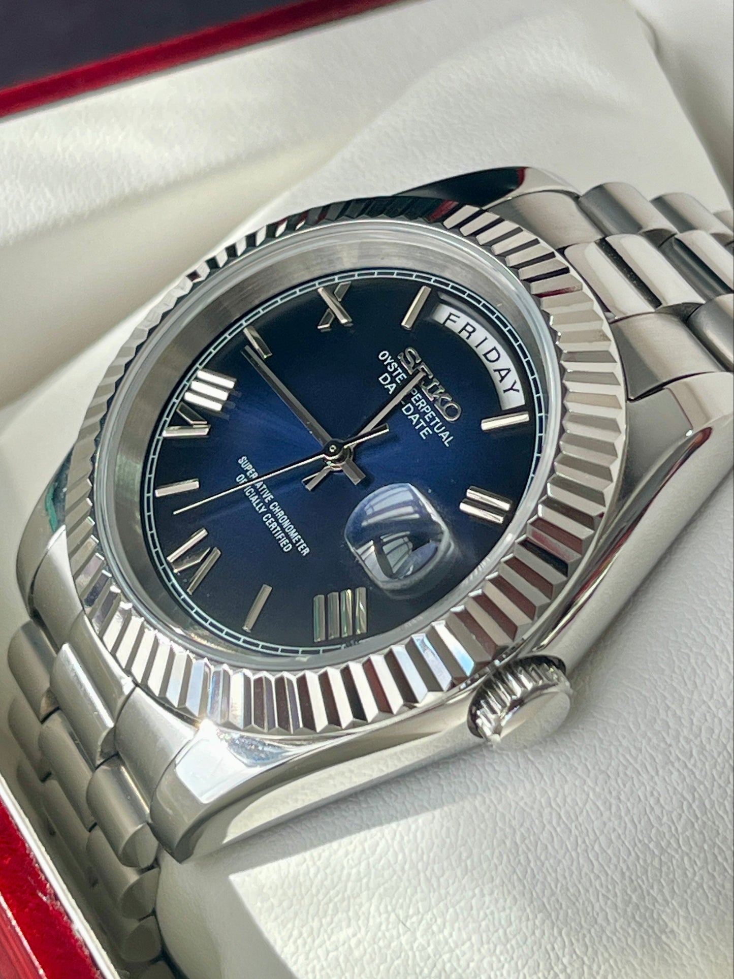 SeikoMod DayDate Blue Dial