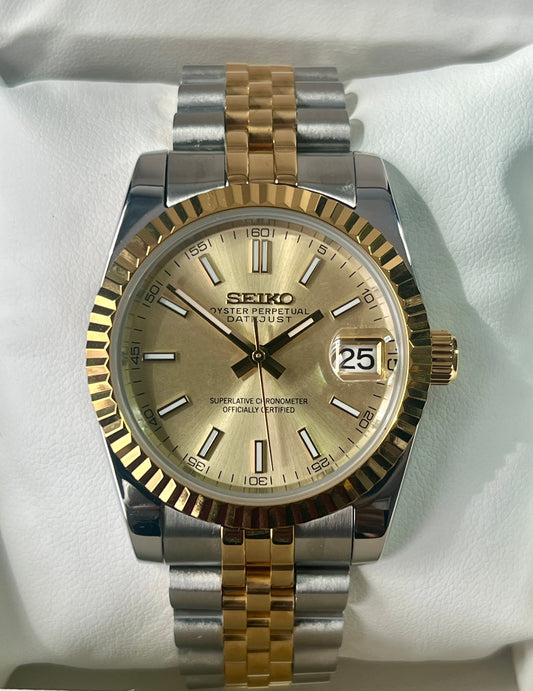 SeikoMod DateJust Champagne Dial Two Tone Gold
