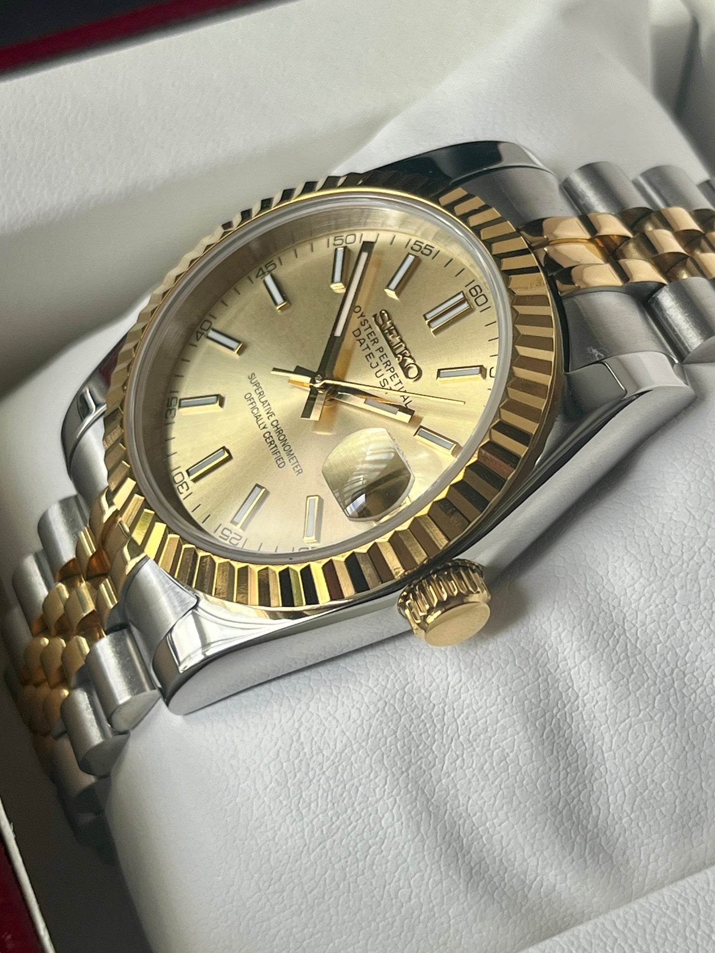 SeikoMod DateJust Champagne Dial Two Tone Gold