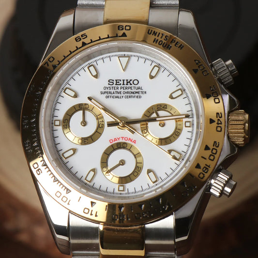 SeikoMod Daytona Silver-Gold White Dial