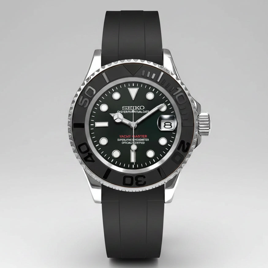SeikoMod Yatch Master Silver -Black Oysterflex I Kenseimods