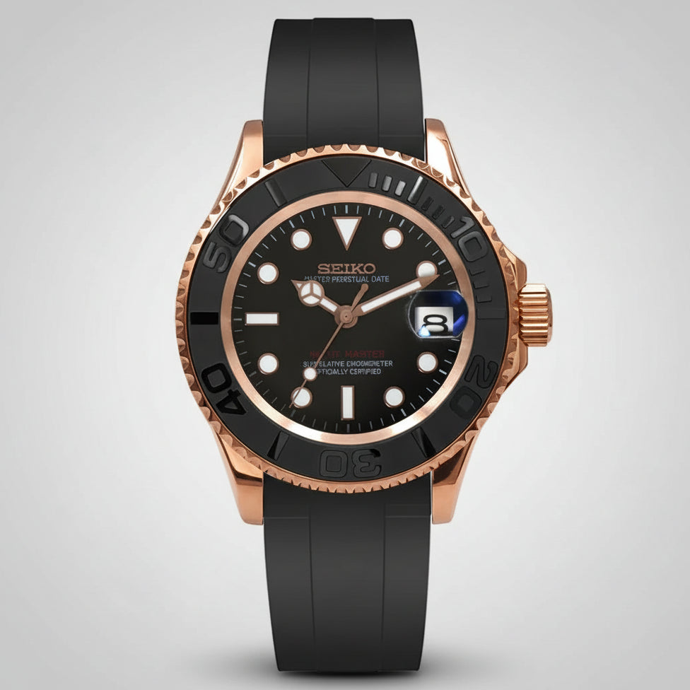 SeikoMod Yatch Master Rose Gold-Black Oysterflex I Kenseimods
