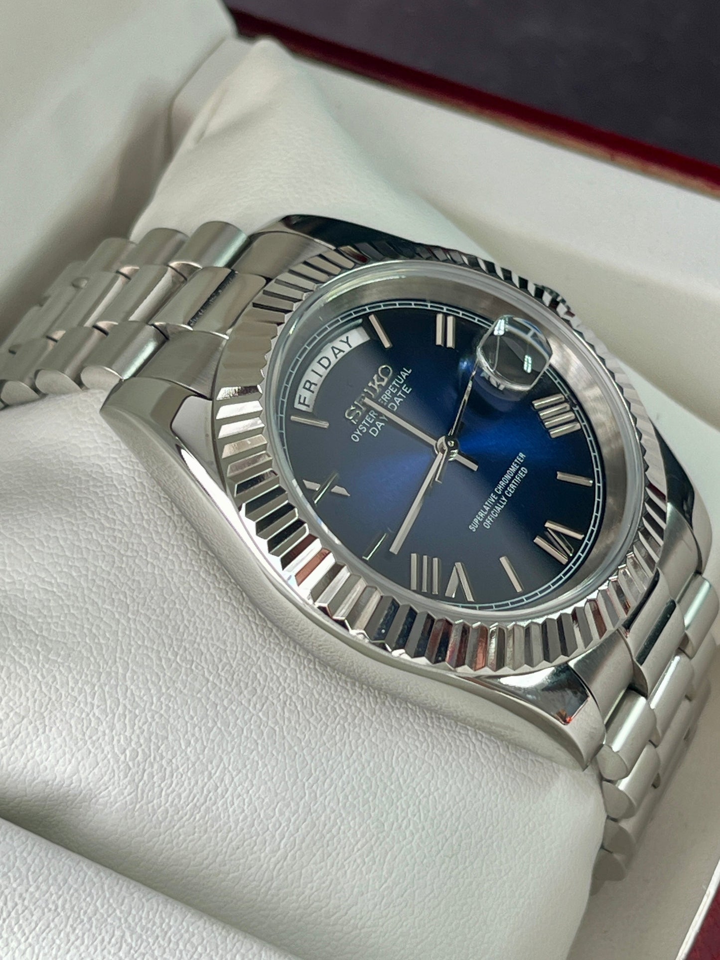 SeikoMod DayDate Blue Dial
