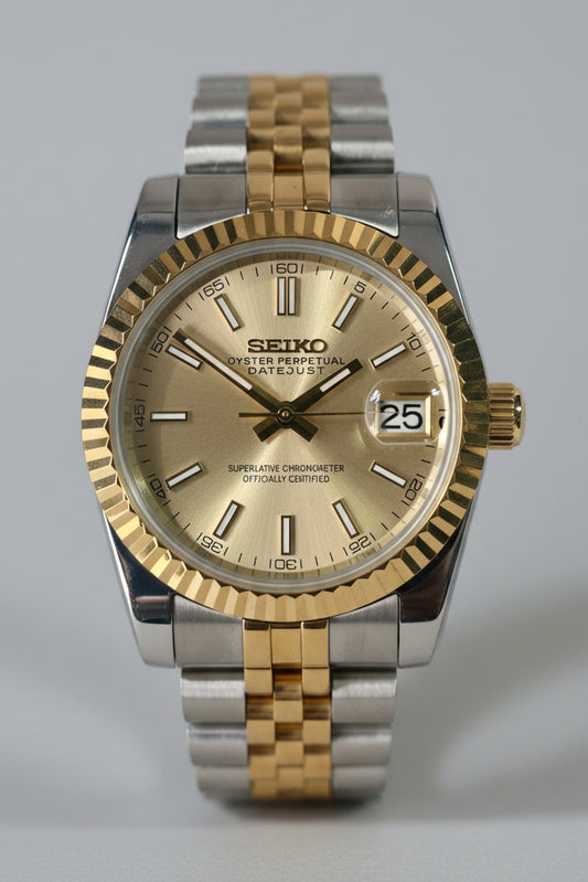 SeikoMod DateJust Champagne Dial Two Tone Gold