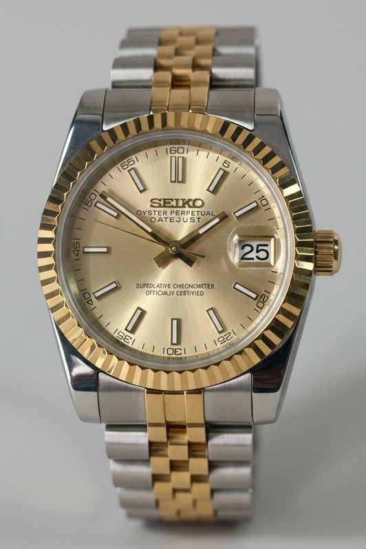 SeikoMod DateJust Champagne Dial Two Tone Gold  I Kenseimods