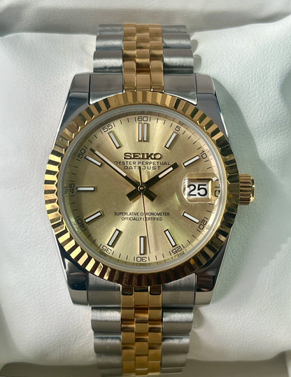 SeikoMod DateJust Champagne Dial Two Tone Gold  I Kenseimods