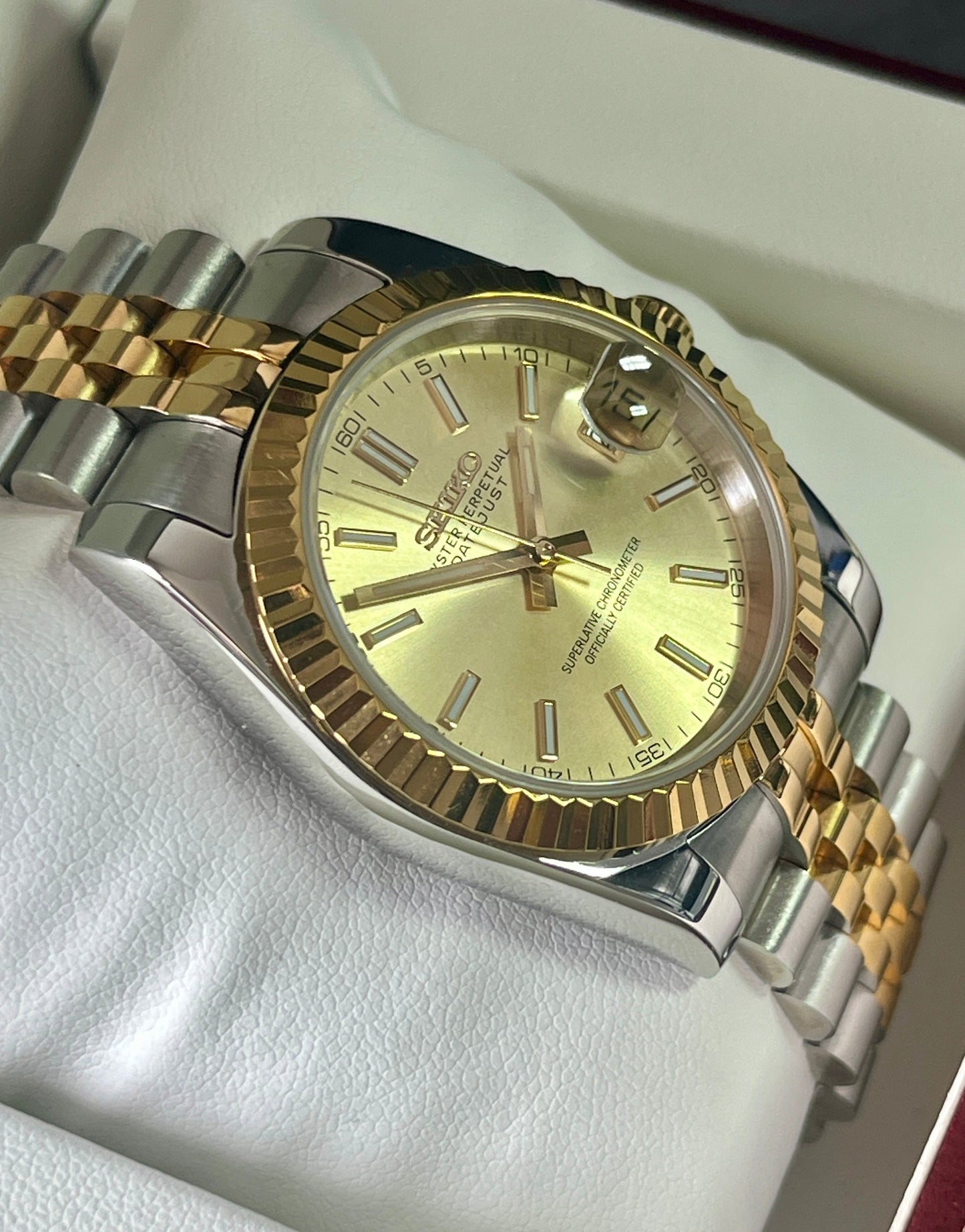 SeikoMod DateJust Champagne Dial Two Tone Gold