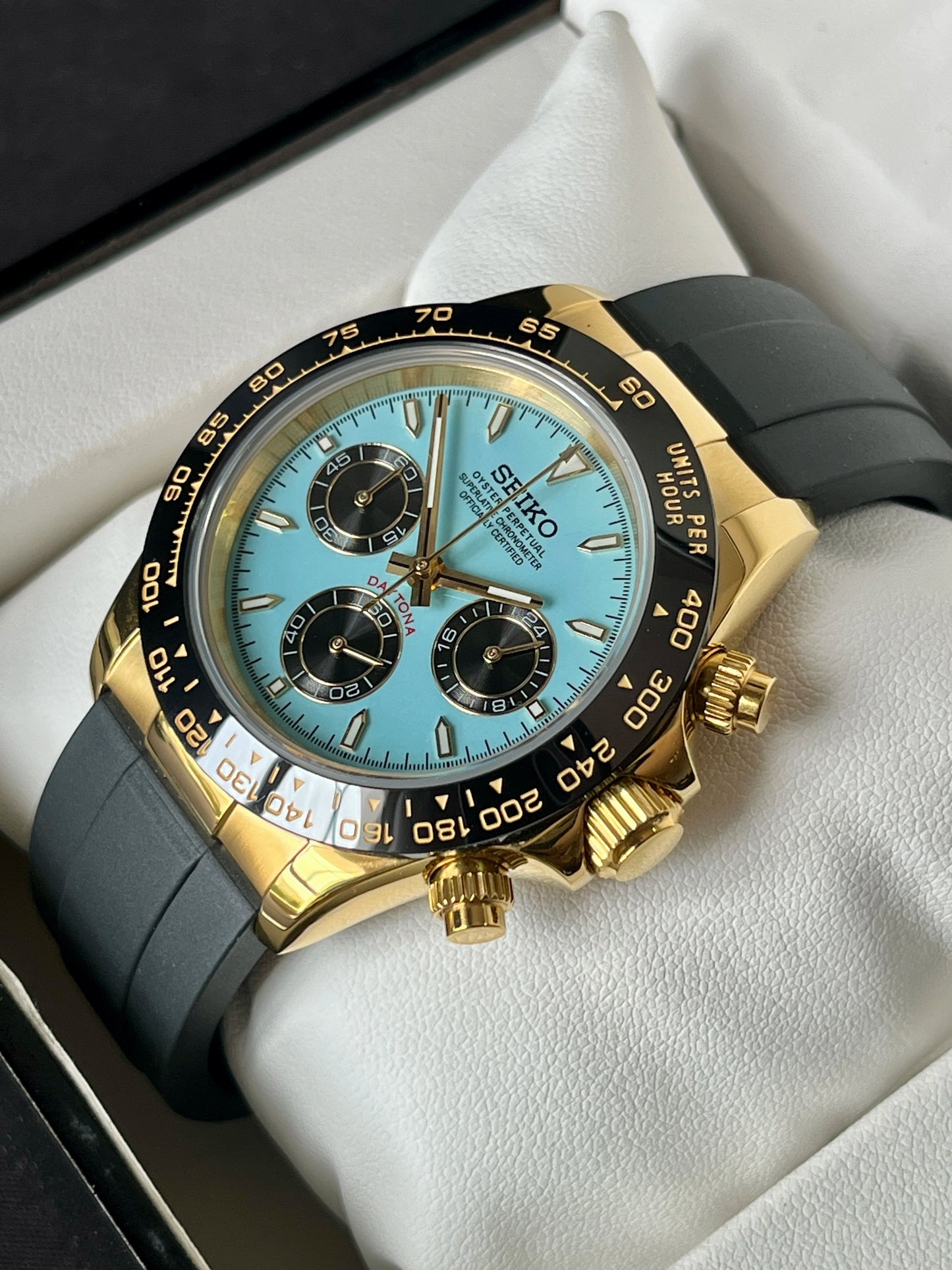 SeikoMod Daytona Tiffany Dial Oysterflex