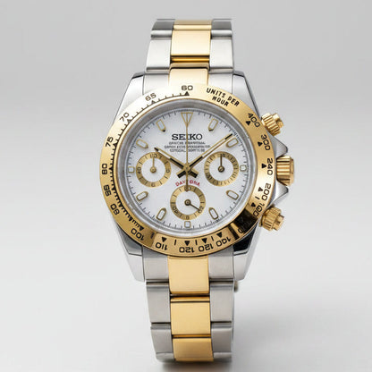 SeikoMod Daytona Silver-Gold White Dial  I Kenseimods