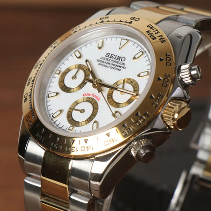 SeikoMod Daytona Silver-Gold White Dial  I Kenseimods