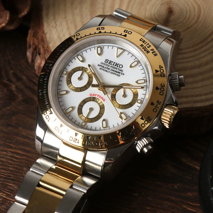 SeikoMod Daytona Silver-Gold White Dial  I Kenseimods